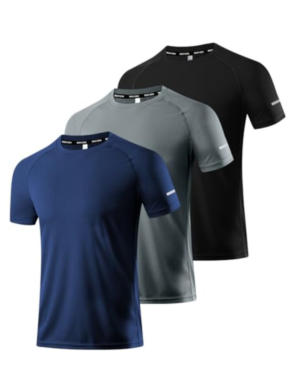 Men's 3 Pack Dry Fit Moisture Wicking Workout Running Gym T-Shirt